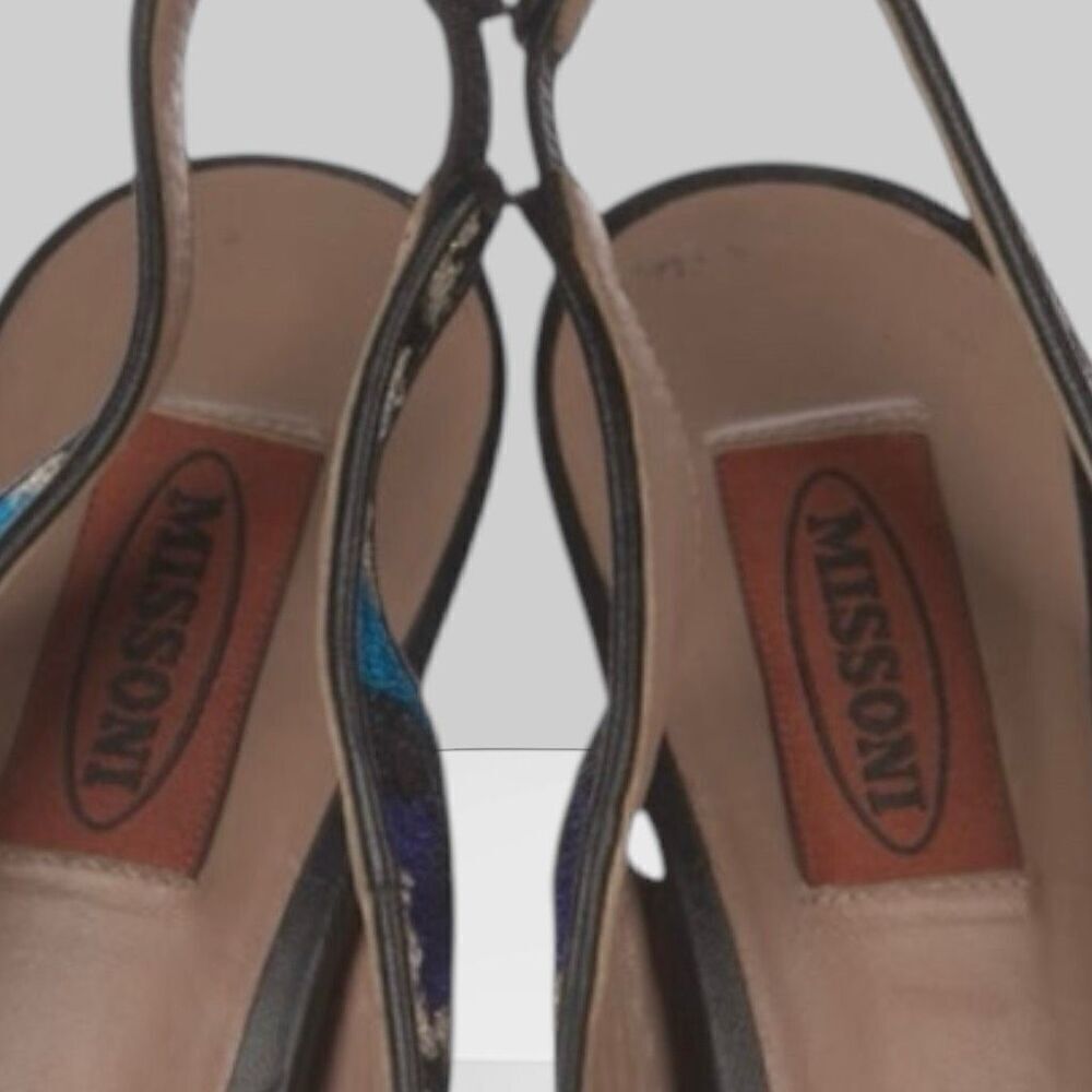 Missoni Sling Back Platform Patterned Open Toe He… - image 6